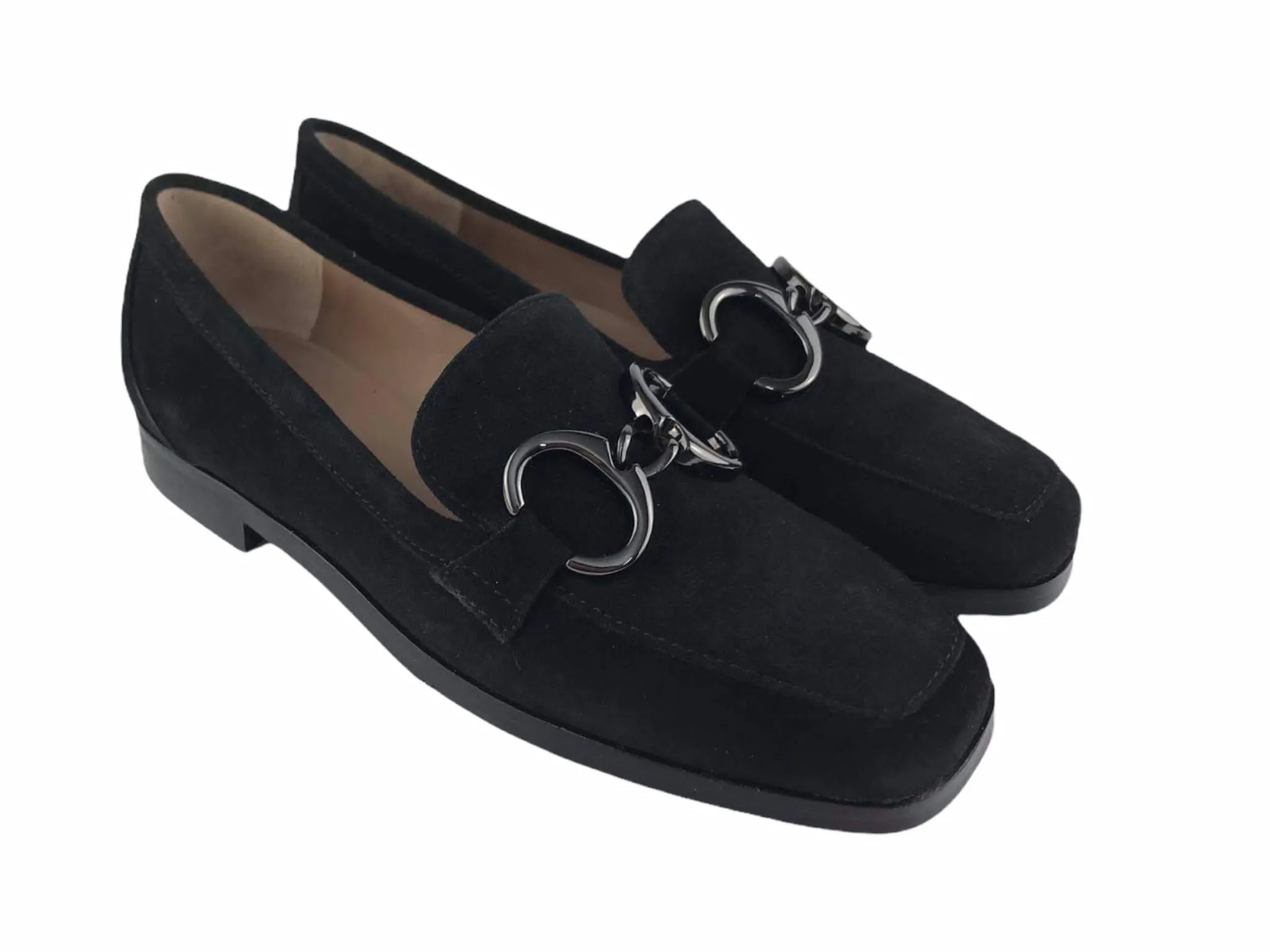 Plumers | Mocasines estilo masculino planos Laura, piel ante negros