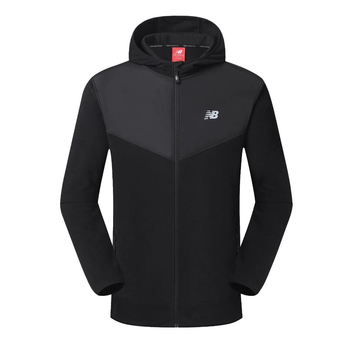 Polerón Polar Outdoor Hombre New Balance Full Zip Negro