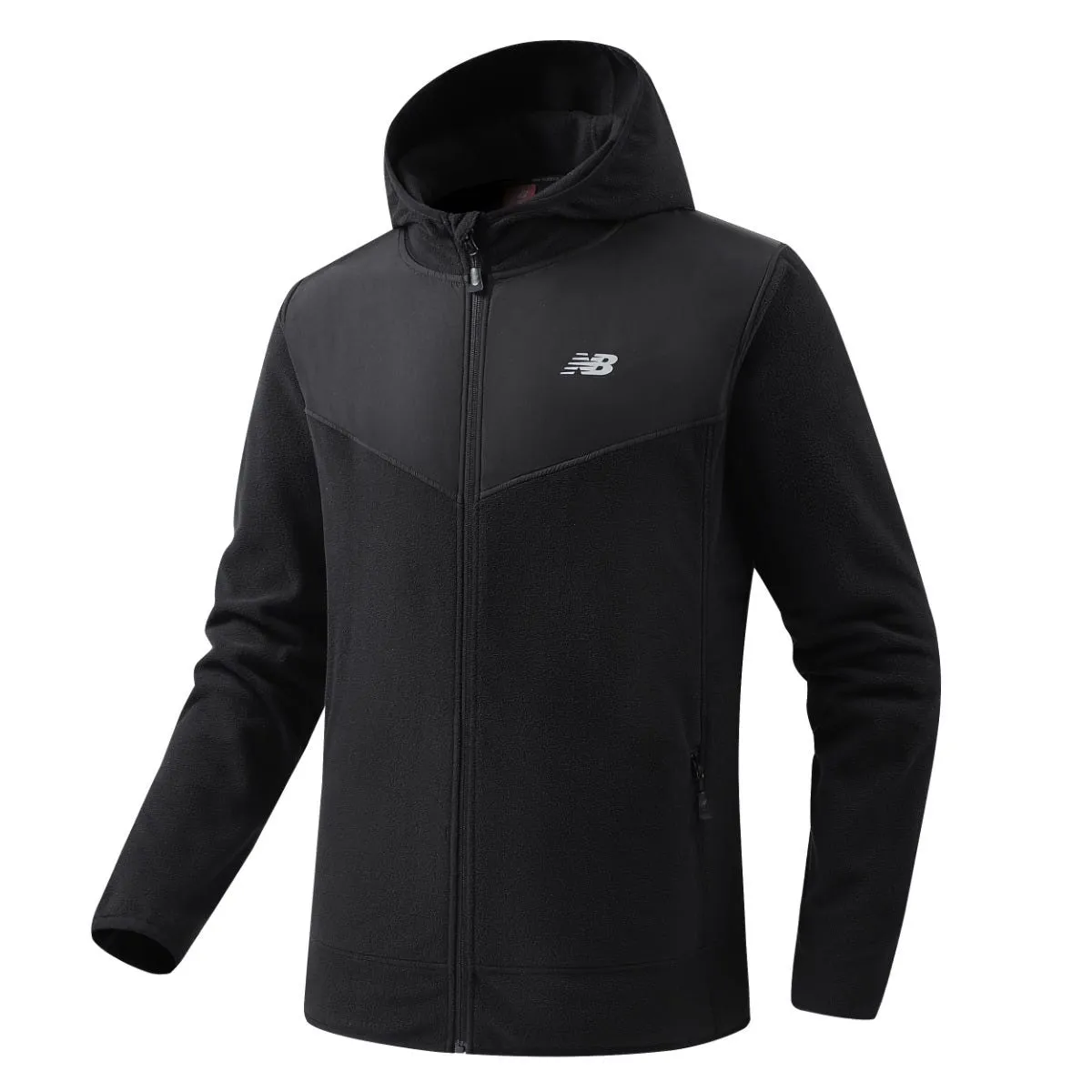 Polerón Polar Outdoor Hombre New Balance Full Zip Negro