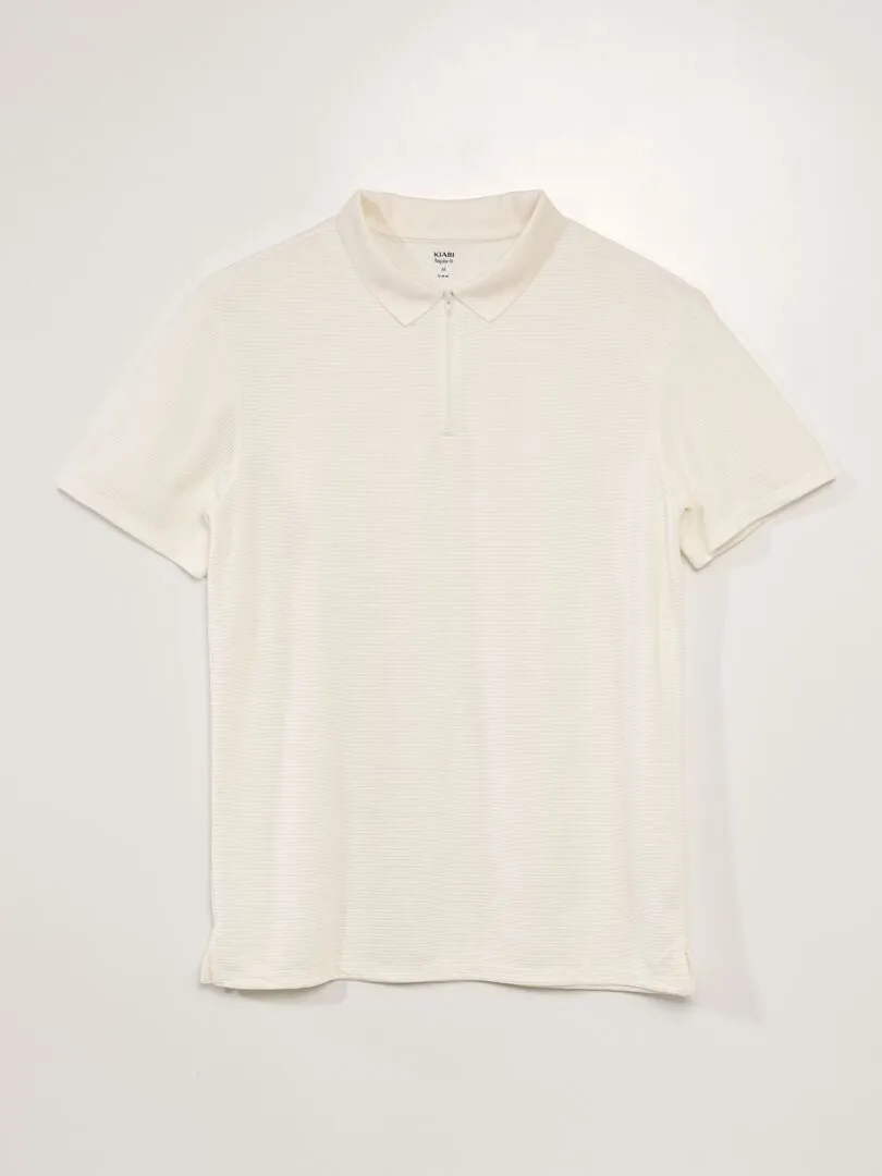 POLO CON CUELLO CON CREMALLERA DE PUNTO CON TEXTURA  BLANCO