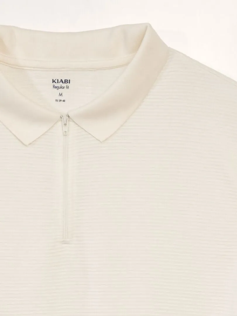 POLO CON CUELLO CON CREMALLERA DE PUNTO CON TEXTURA  BLANCO