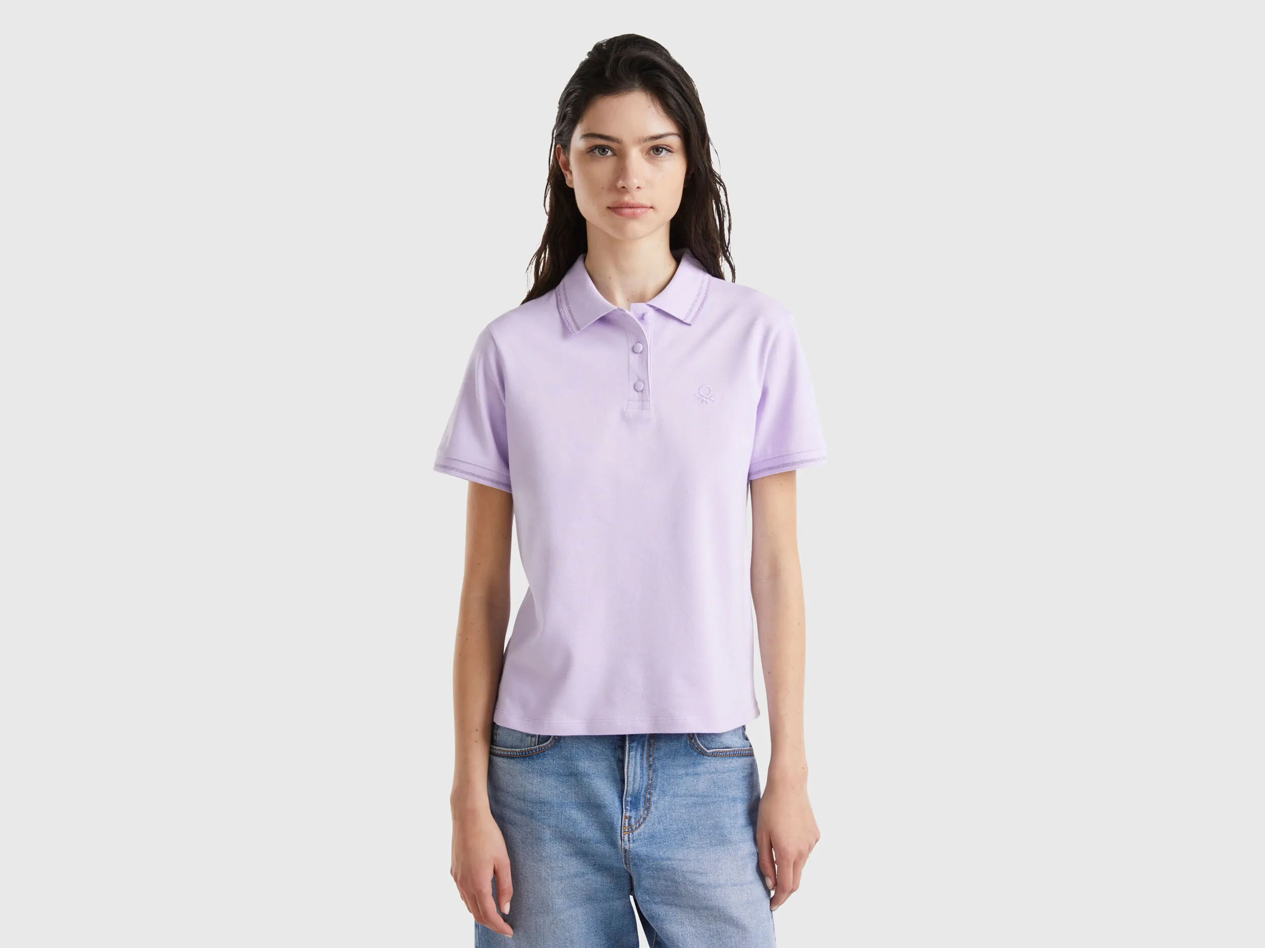 Polo lila de algodón orgánico elástico