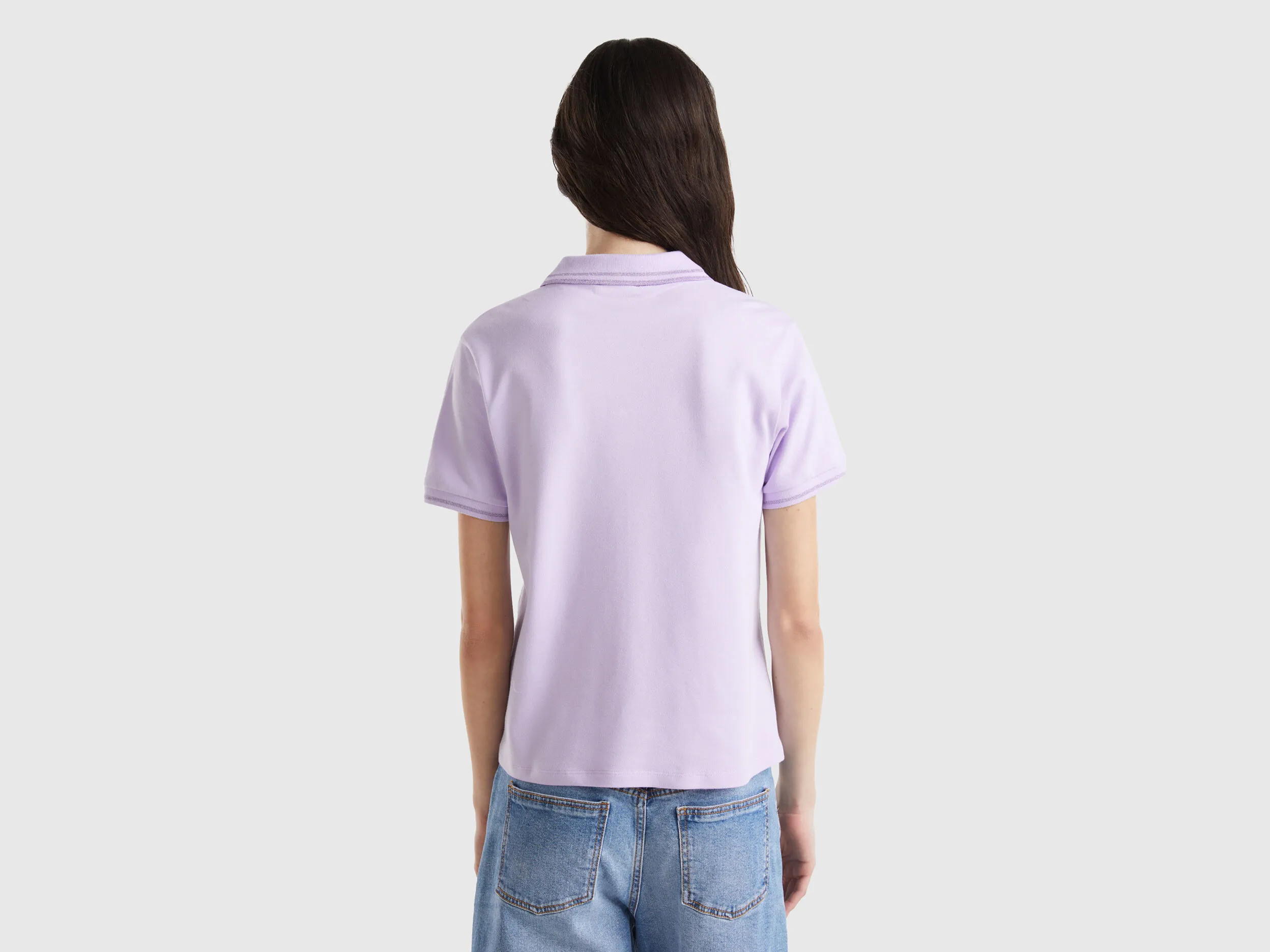 Polo lila de algodón orgánico elástico
