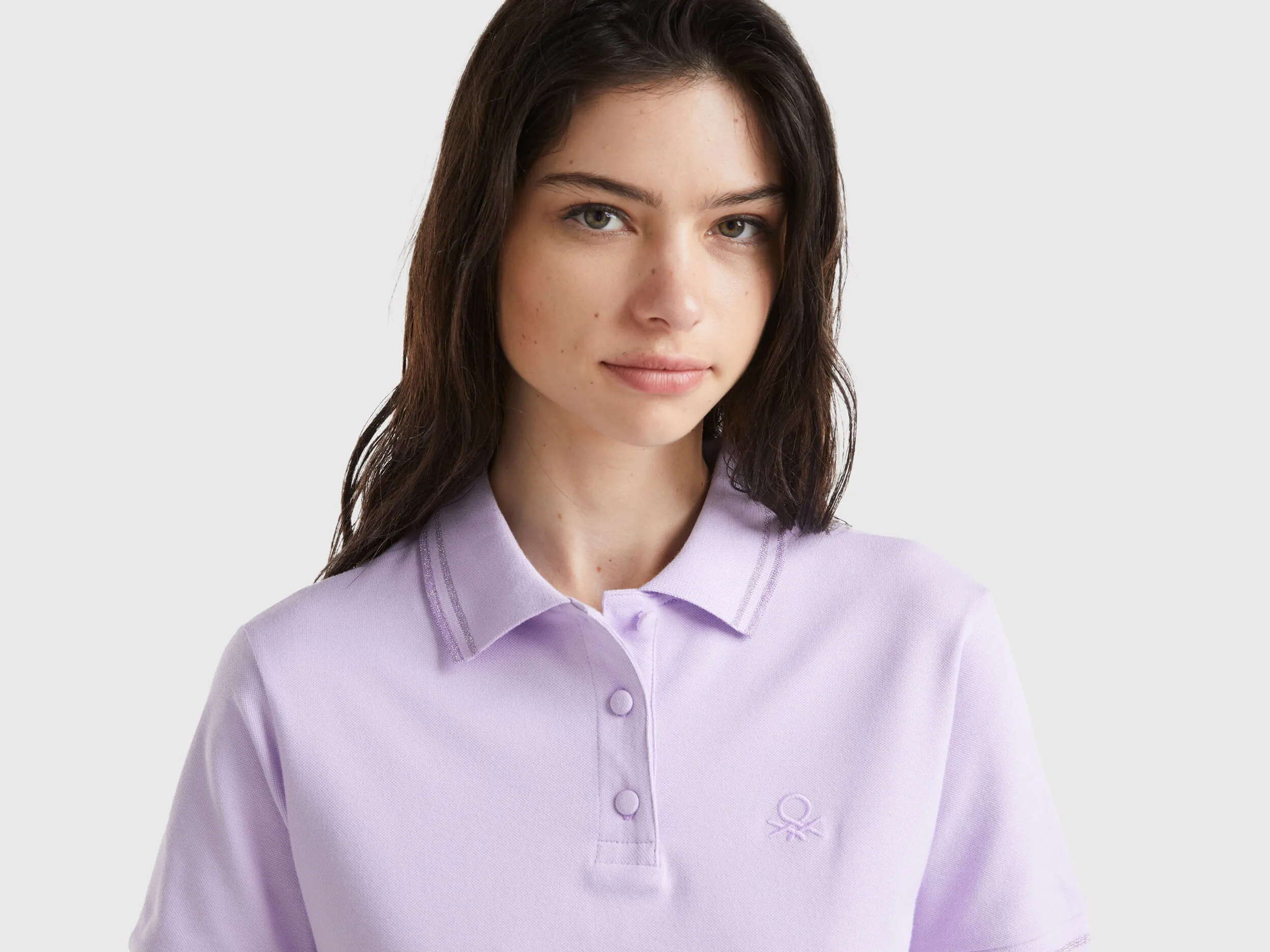 Polo lila de algodón orgánico elástico