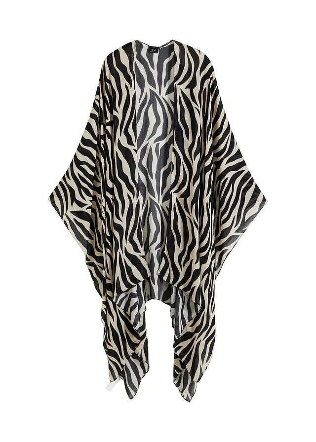 PONCHO ESTAMPADO CEBRA NEGROCREMA