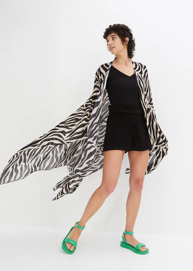 PONCHO ESTAMPADO CEBRA NEGROCREMA