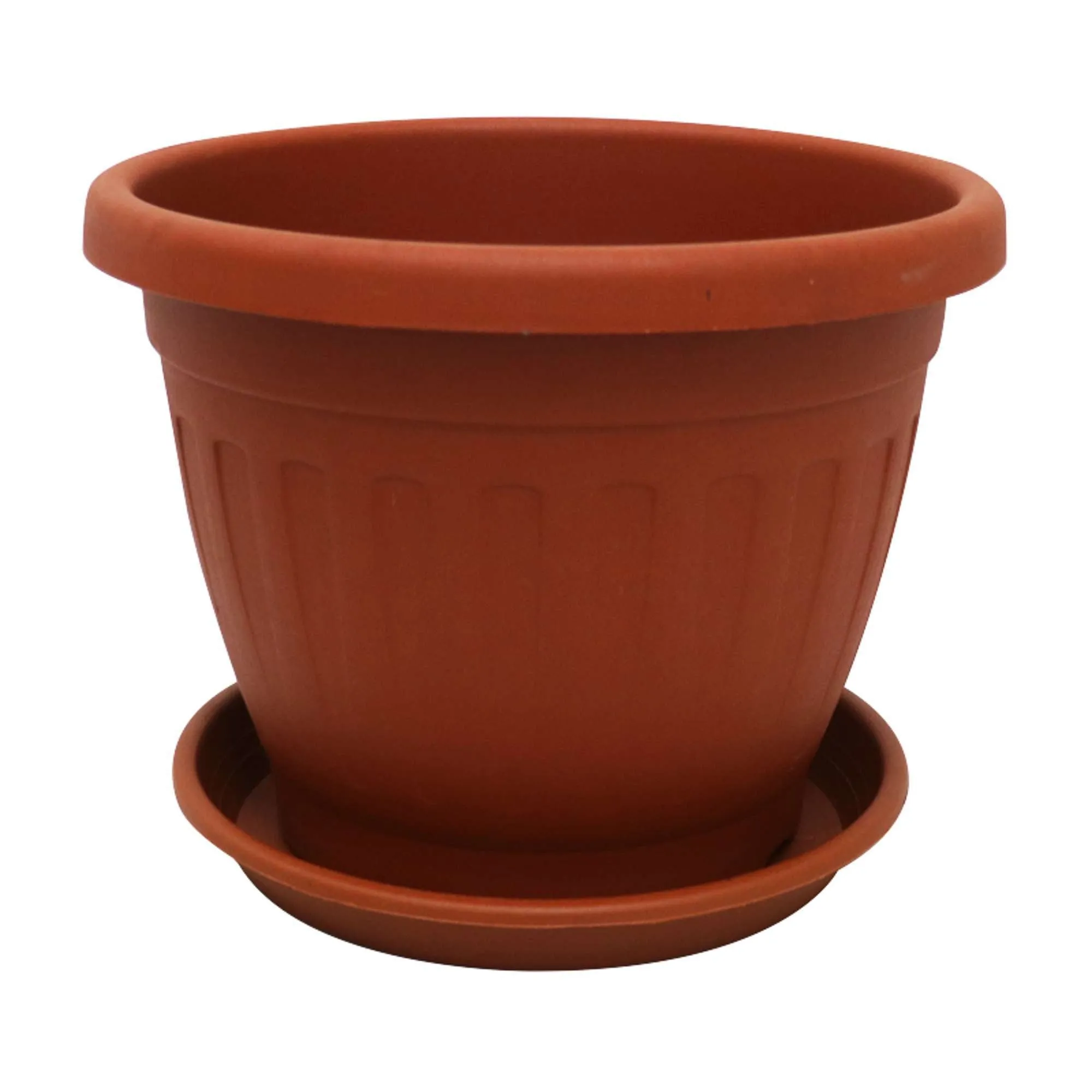 Pote Plástico 10.8" Terracota Con Base