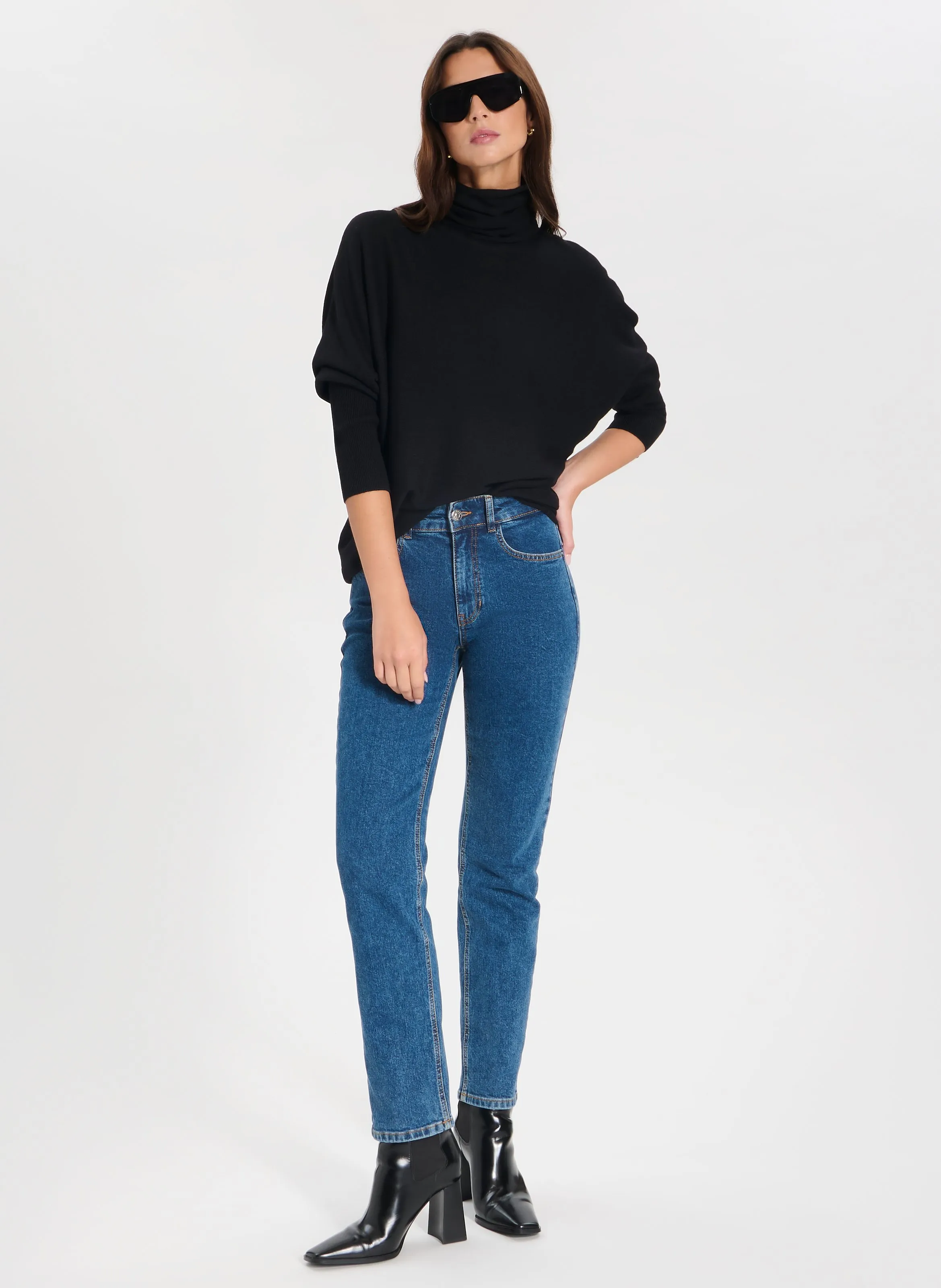PRUNA  CHAQUETA LARGA DE PUNTO DE MEZCLA DE LANA EN NEGRO
