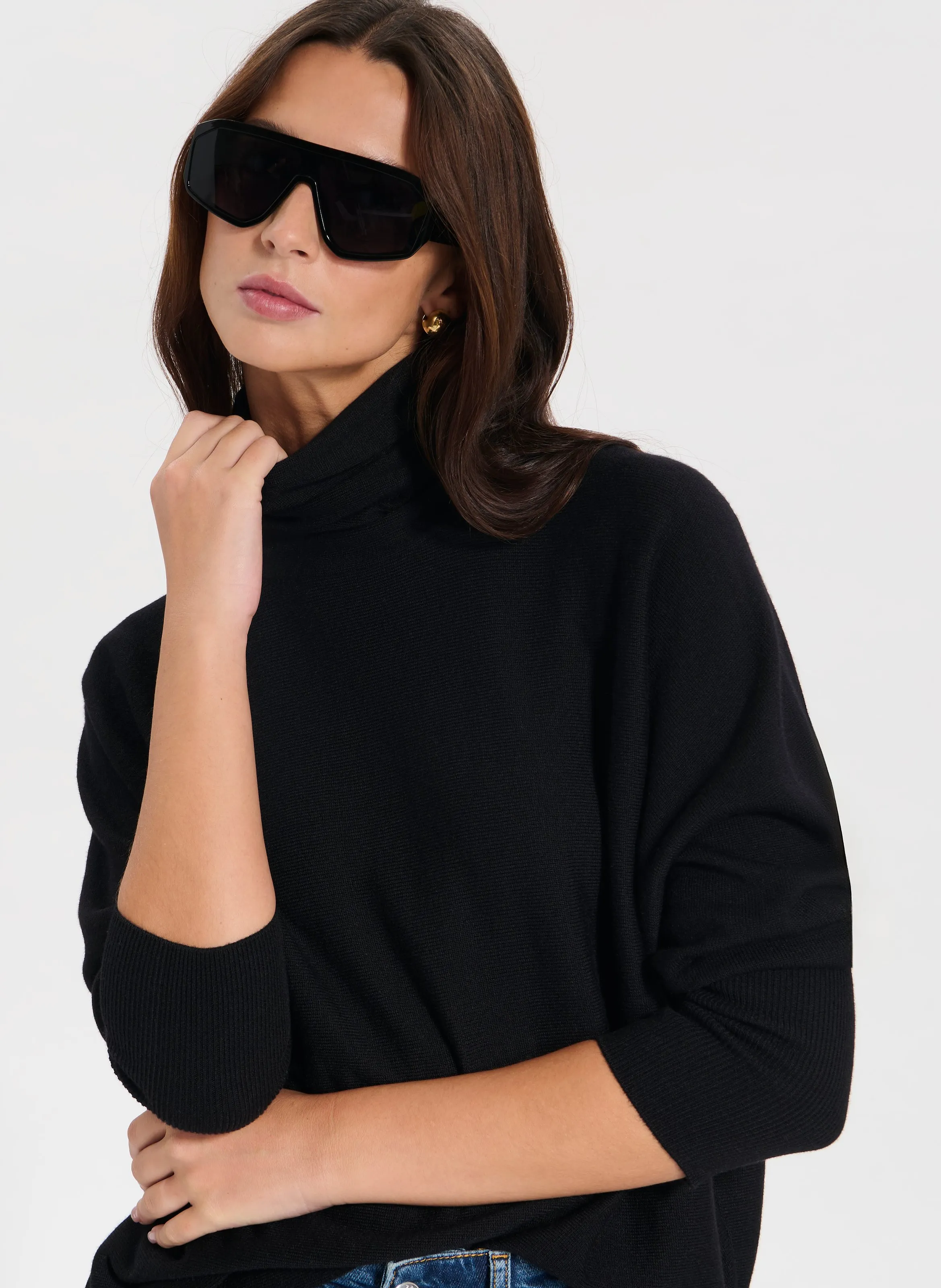 PRUNA  CHAQUETA LARGA DE PUNTO DE MEZCLA DE LANA EN NEGRO