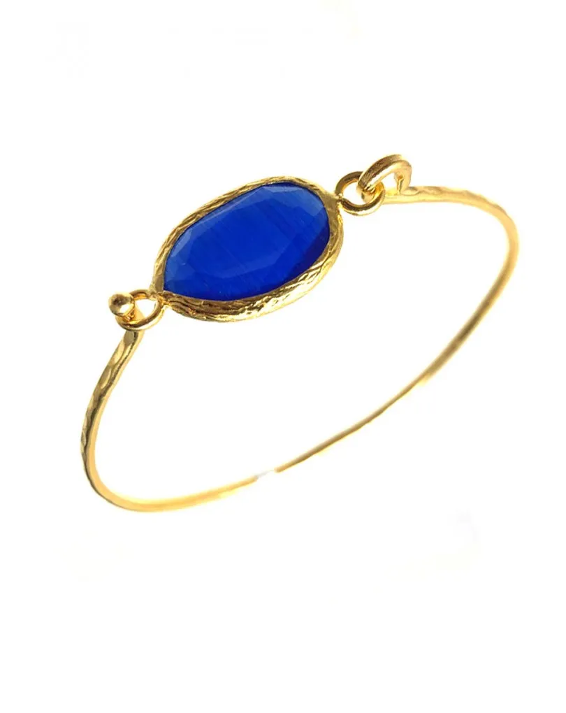 PULSERAS AZULONAS DE BISUTERIA FINA CON PIEDRAS OJO DE GATO