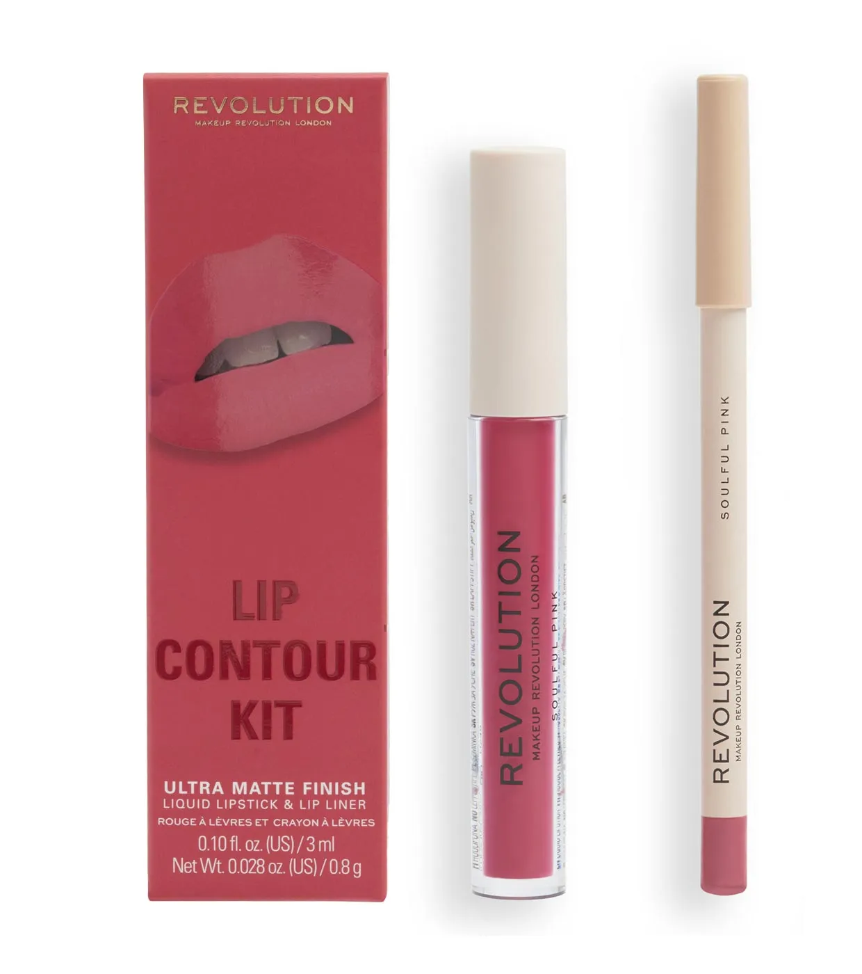 REVOLUTION  SET DE LABIOS LIP CONTOUR  SOULFUL PINK
