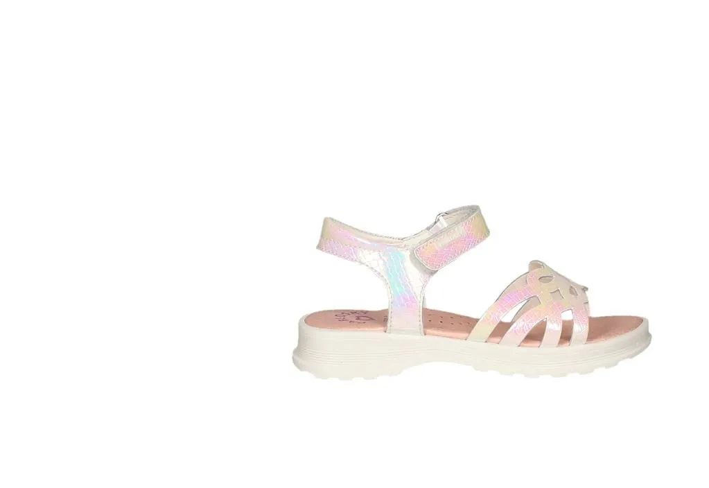 Sandalia Velcro Charol Blanco Calados