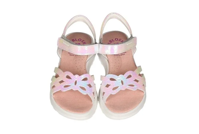 Sandalia Velcro Charol Blanco Calados