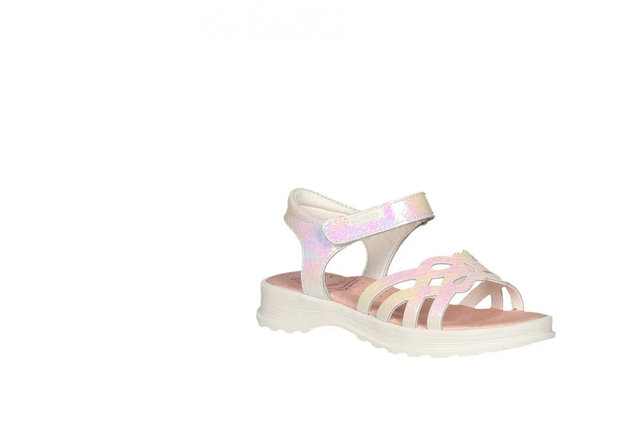Sandalia Velcro Charol Blanco Calados