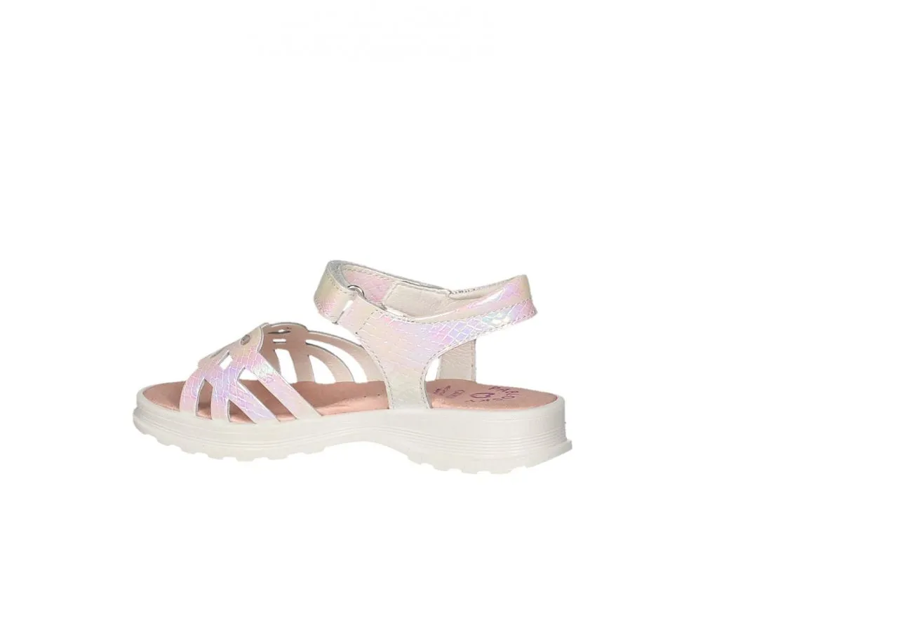 Sandalia Velcro Charol Blanco Calados