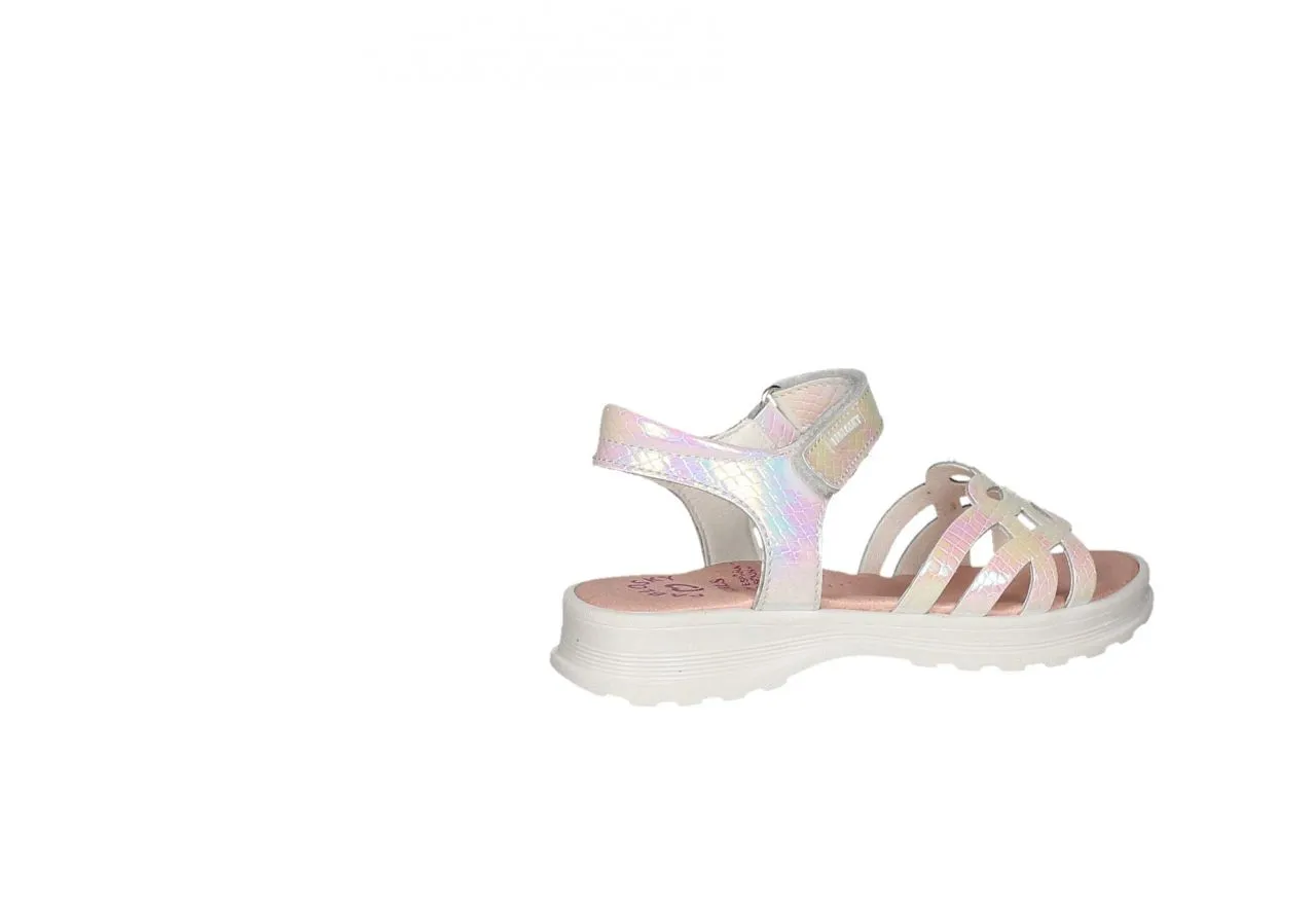 Sandalia Velcro Charol Blanco Calados