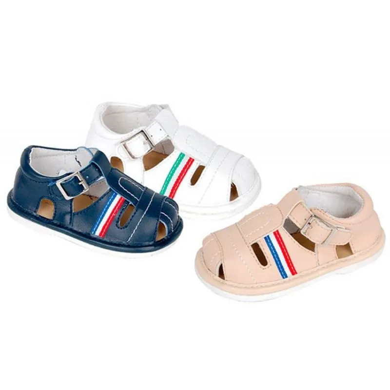 Sandalias bebe de piel con hebilla