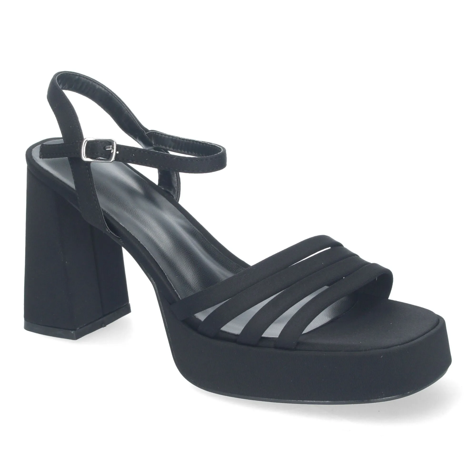 SANDALIAS TACóN MEDIO Y PLATAFORMA DE VESTIR MUJER COLOR NEGRO A30100