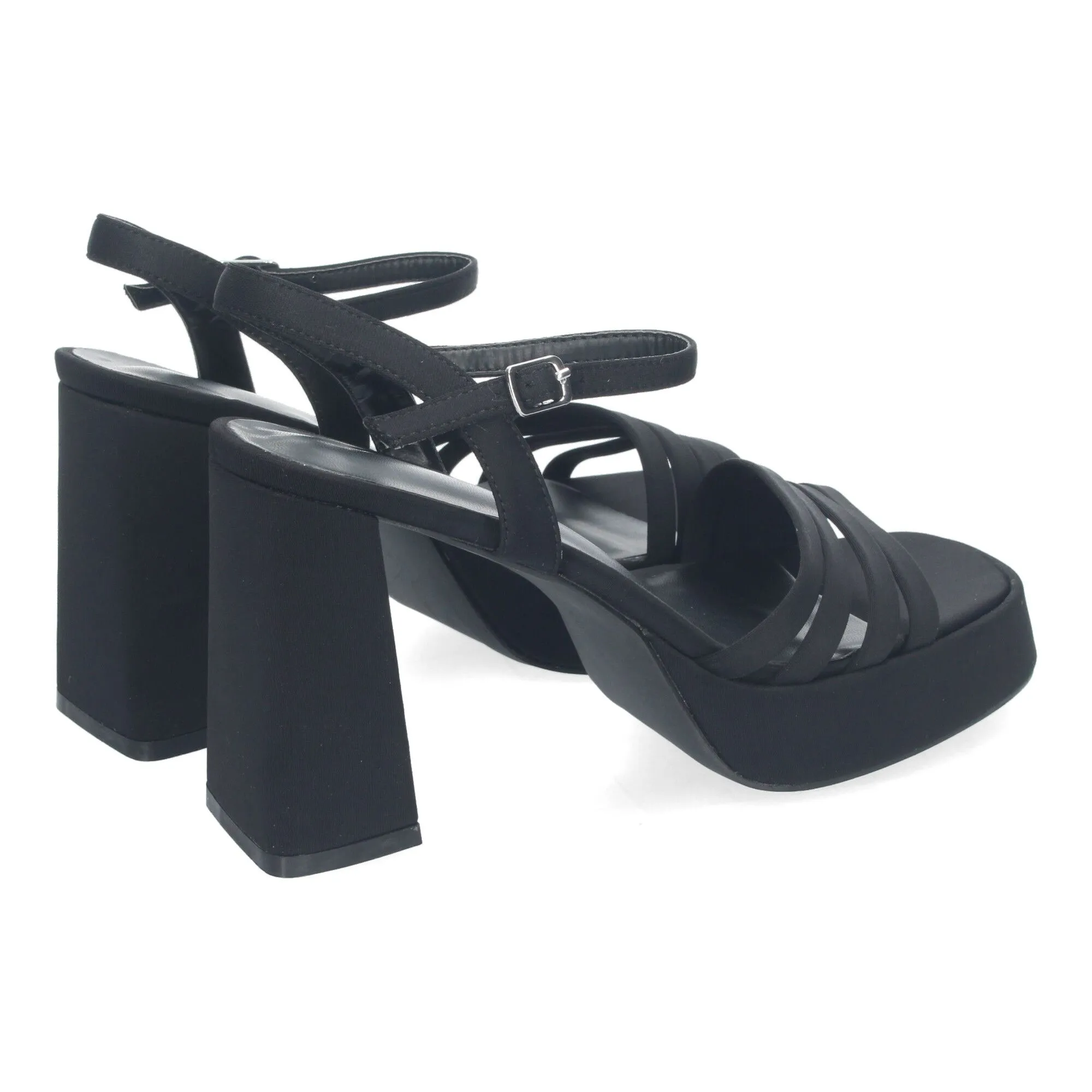 SANDALIAS TACóN MEDIO Y PLATAFORMA DE VESTIR MUJER COLOR NEGRO A30100