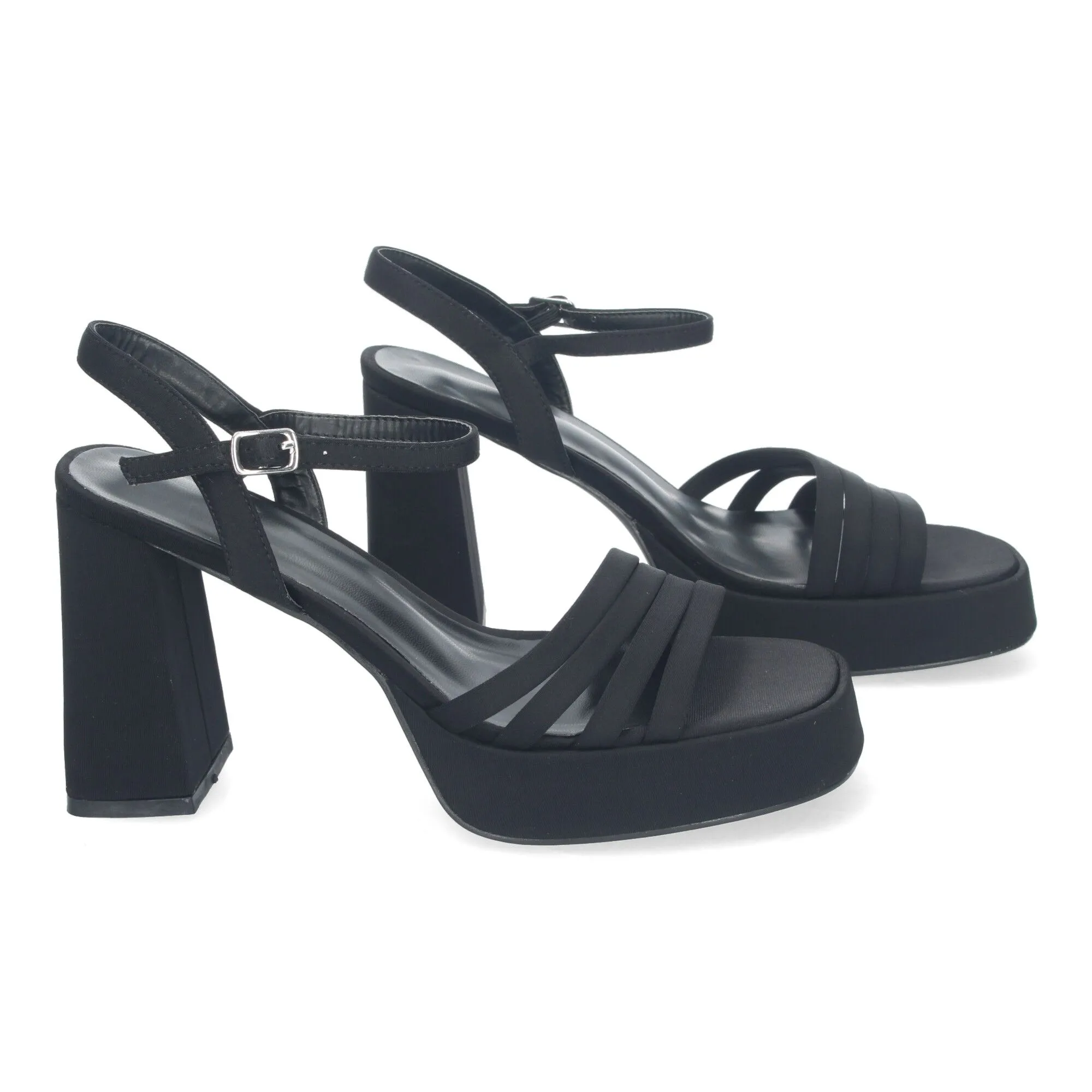 SANDALIAS TACóN MEDIO Y PLATAFORMA DE VESTIR MUJER COLOR NEGRO A30100