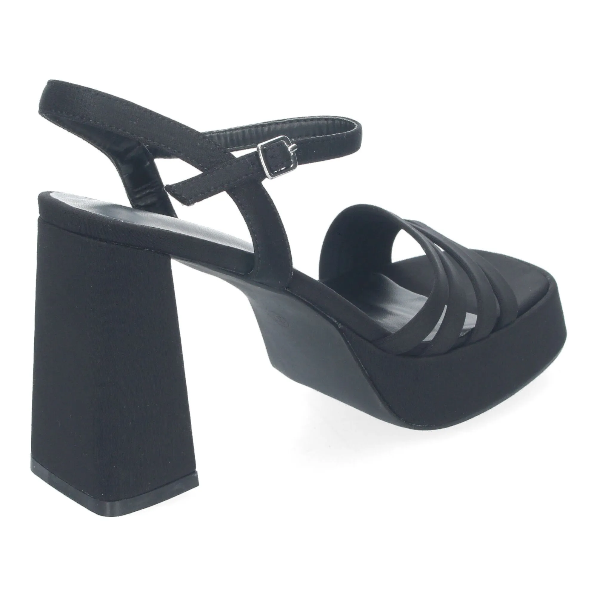 SANDALIAS TACóN MEDIO Y PLATAFORMA DE VESTIR MUJER COLOR NEGRO A30100