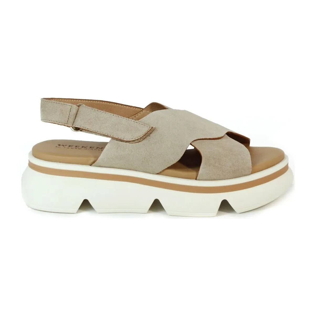 SANDALIAS VOLUMINOSAS TAUPE CON VELCRO  12025