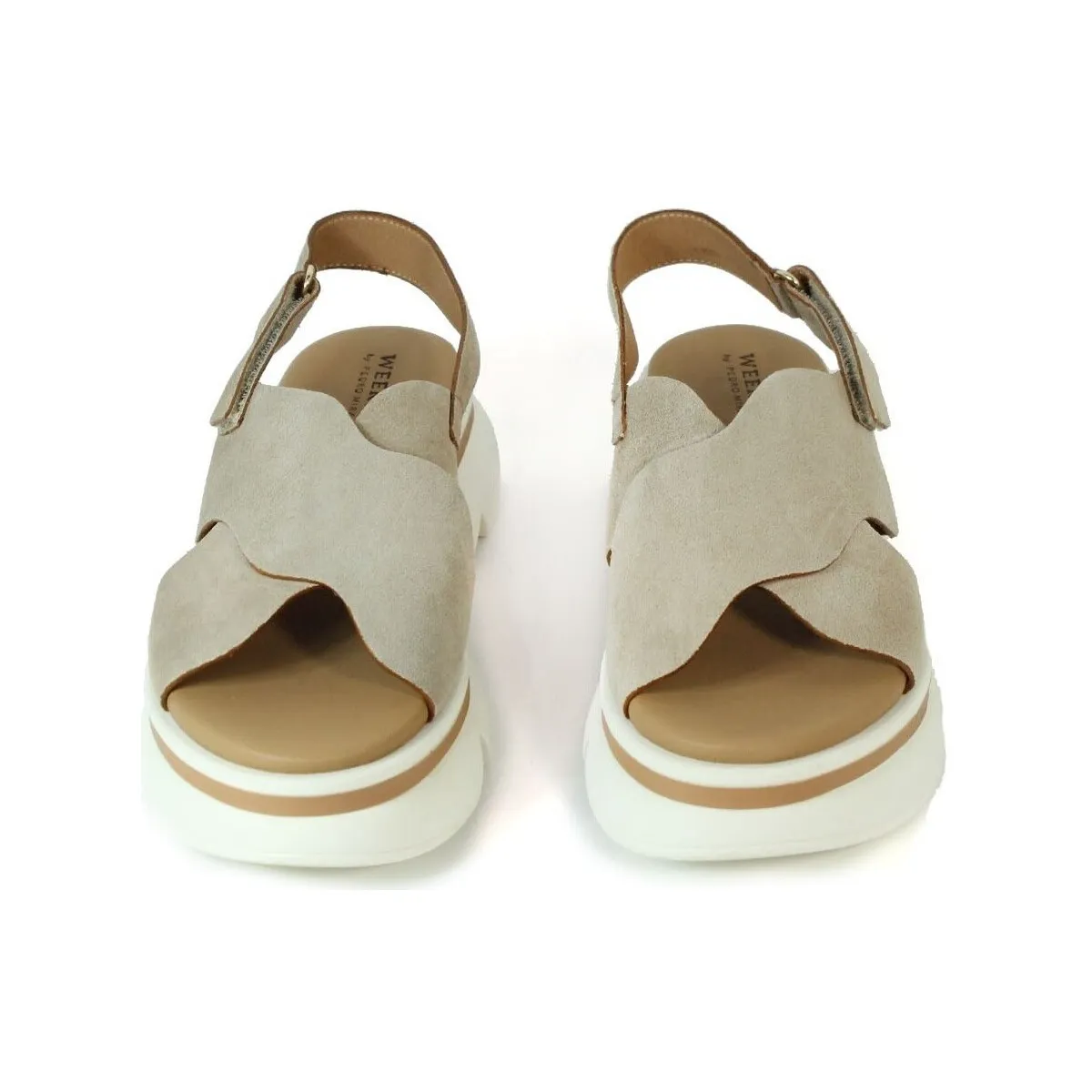 SANDALIAS VOLUMINOSAS TAUPE CON VELCRO  12025
