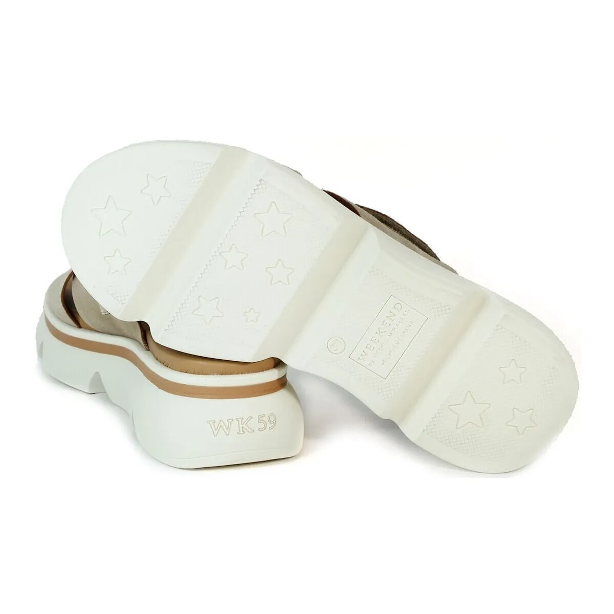SANDALIAS VOLUMINOSAS TAUPE CON VELCRO  12025