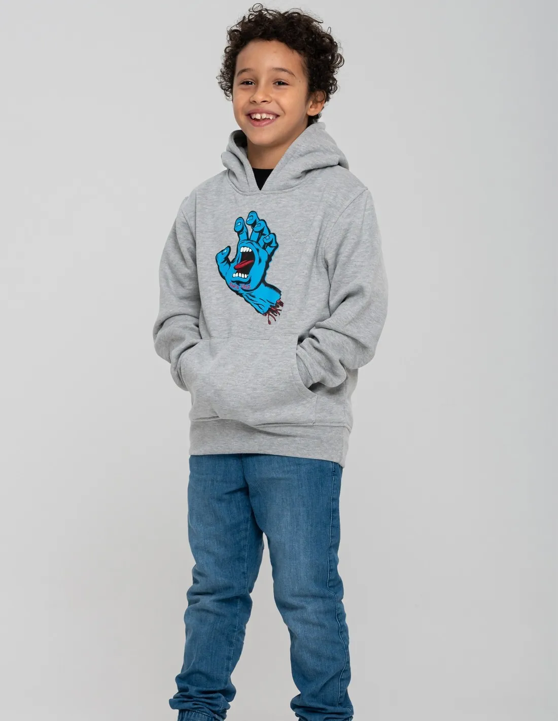 SANTA CRUZ YOUTH SCREAMING HAND  HEATHER GREY  SUDADERA CON CAPUCHA PARA NIñOS