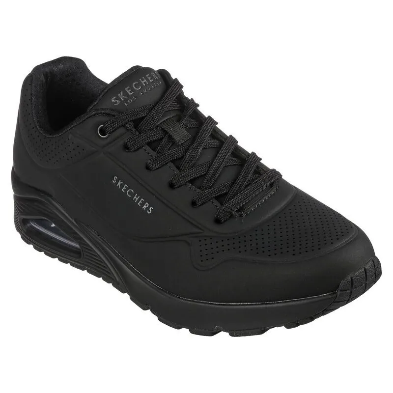 SKECHERS 52458 NEGRO CON LA SUELA NEGRA  ZAPATILLAS DE CORDONES PARA HOMBRE CON CAMARA DE AIRE