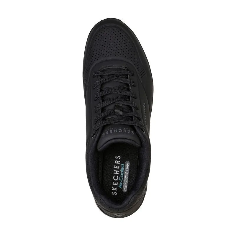 SKECHERS 52458 NEGRO CON LA SUELA NEGRA  ZAPATILLAS DE CORDONES PARA HOMBRE CON CAMARA DE AIRE