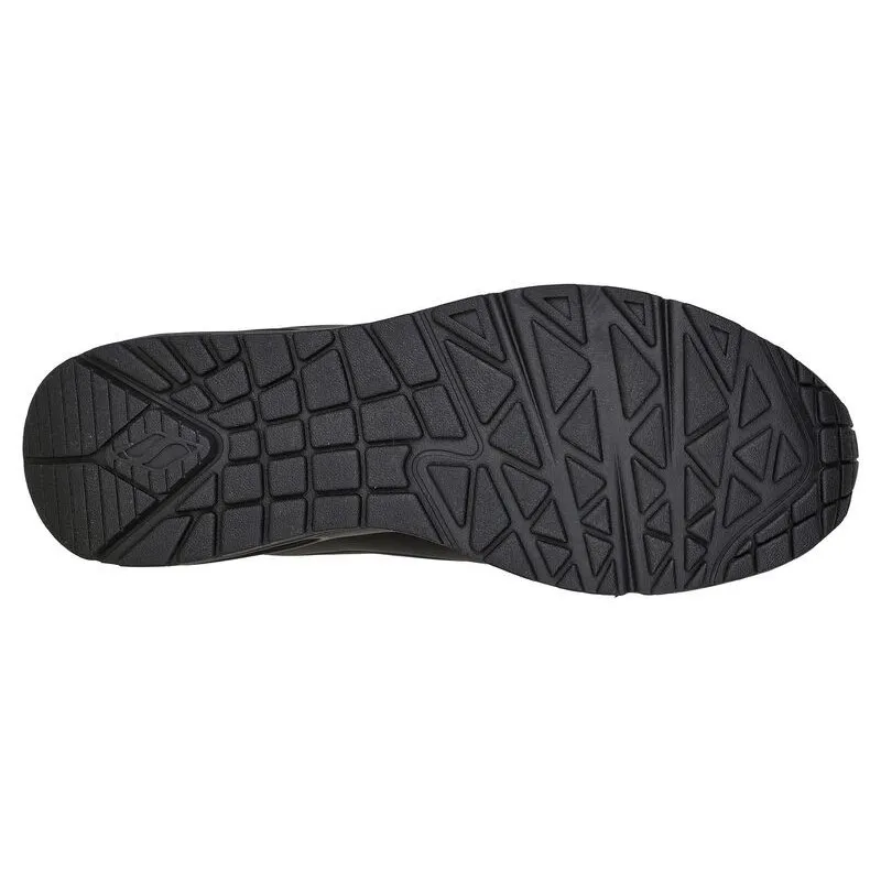 SKECHERS 52458 NEGRO CON LA SUELA NEGRA  ZAPATILLAS DE CORDONES PARA HOMBRE CON CAMARA DE AIRE