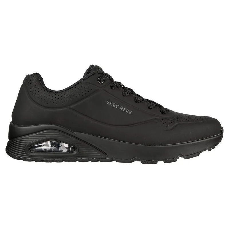 SKECHERS 52458 NEGRO CON LA SUELA NEGRA  ZAPATILLAS DE CORDONES PARA HOMBRE CON CAMARA DE AIRE