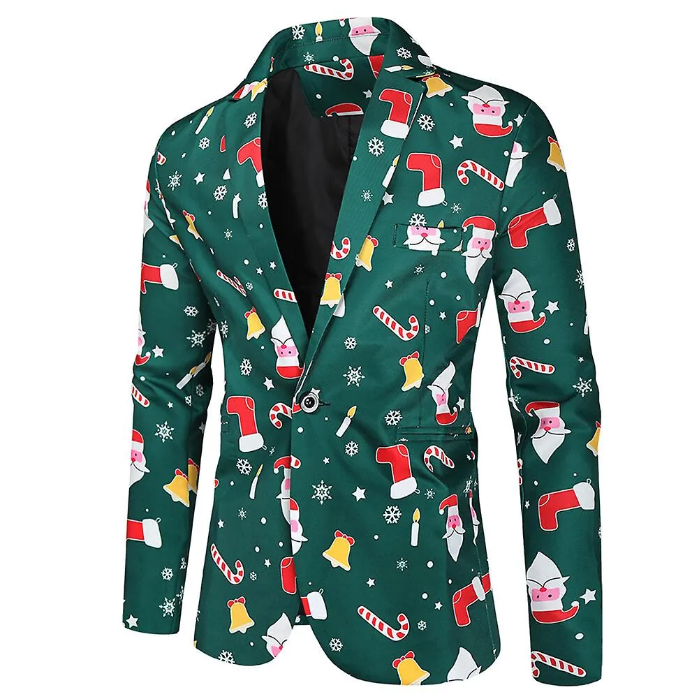 Sliktaa Traje de Navidad de 3 piezas para hombre Traje de un botón (Blazer + Chaleco + Pantalones)