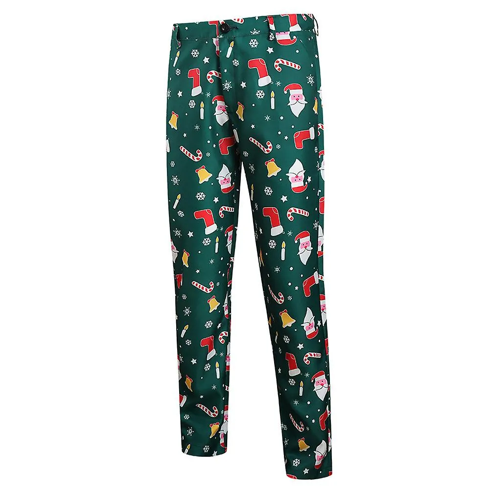 Sliktaa Traje de Navidad de 3 piezas para hombre Traje de un botón (Blazer + Chaleco + Pantalones)