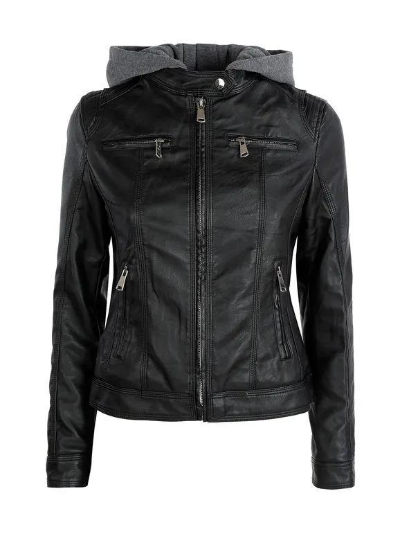 Solada Chaqueta de mujer de ecopiel con interior polar.
