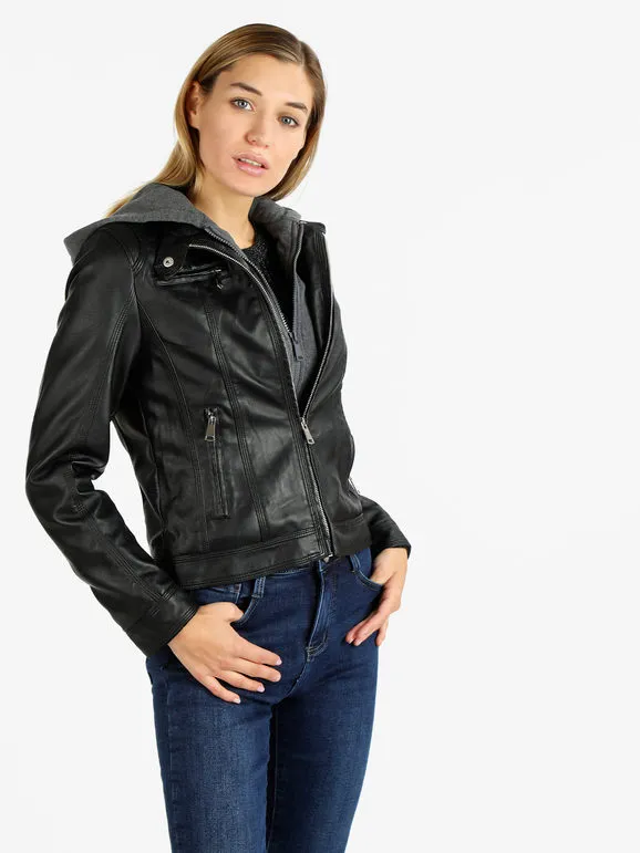 Solada Chaqueta de mujer de ecopiel con interior polar.