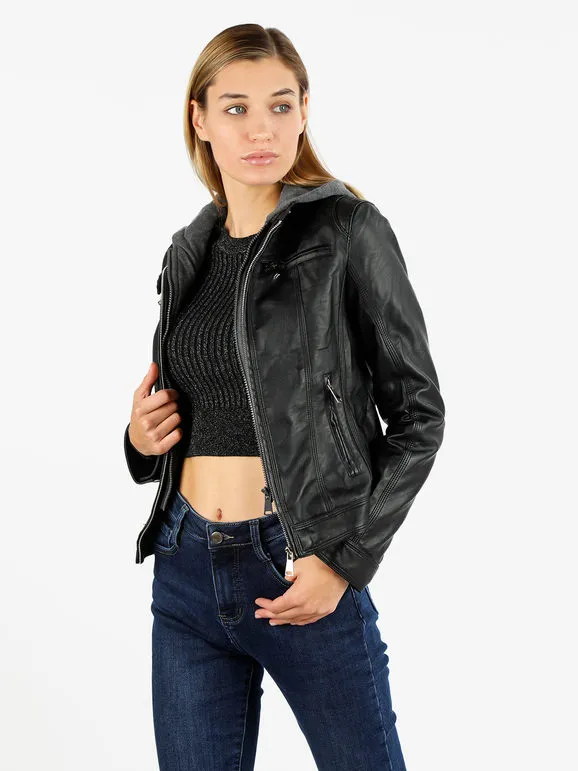Solada Chaqueta de mujer de ecopiel con interior polar.