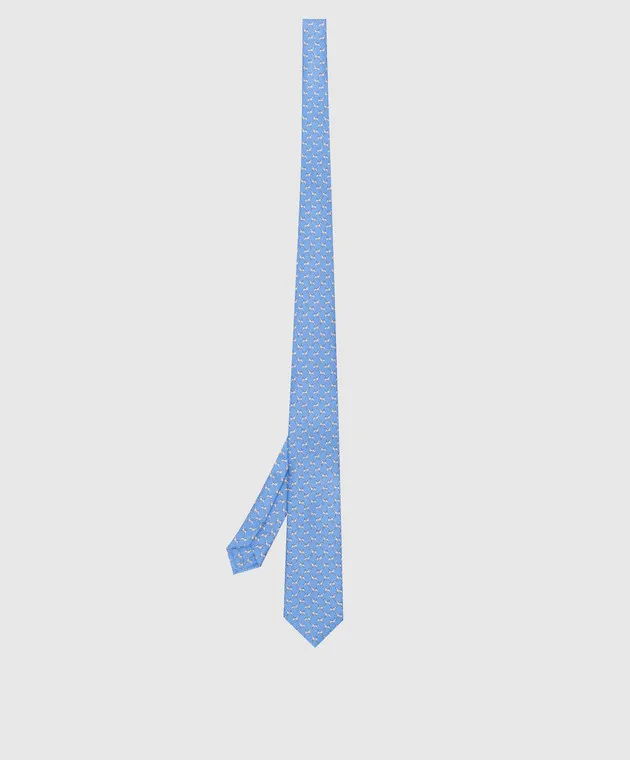 Stefano Ricci Children's blue silk set of patterned tie and shawl