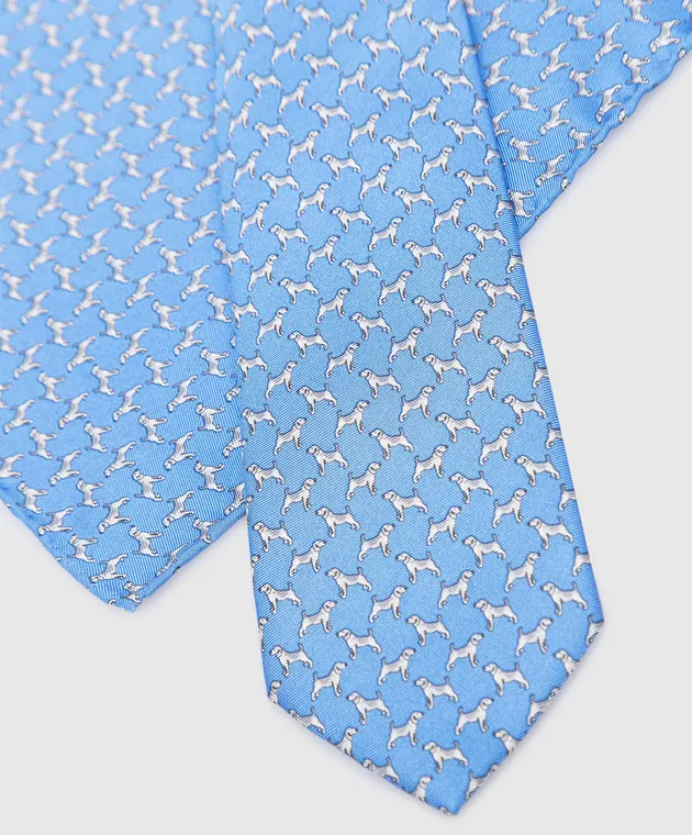 Stefano Ricci Children's blue silk set of patterned tie and shawl