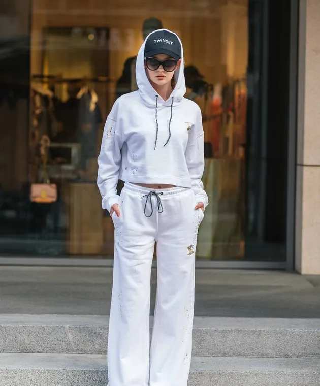 Twinset Actitude White sweatpants with logo