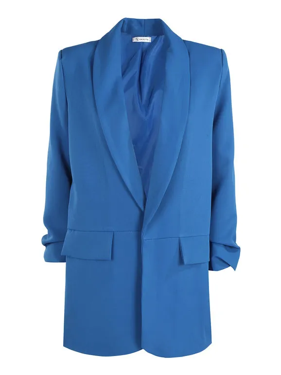 Vanita Blazer de mujer abierta con mangas fruncidas