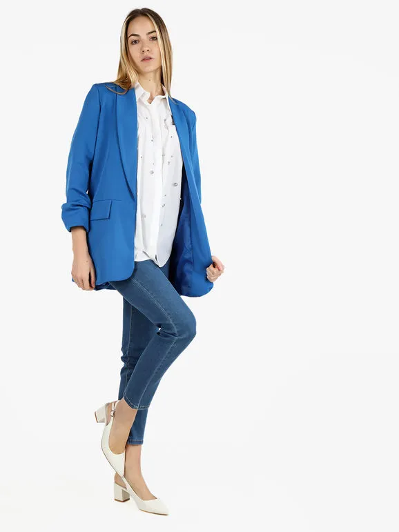 Vanita Blazer de mujer abierta con mangas fruncidas