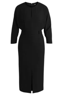 Vestido de mezcla de materiales con detalles en la cintura