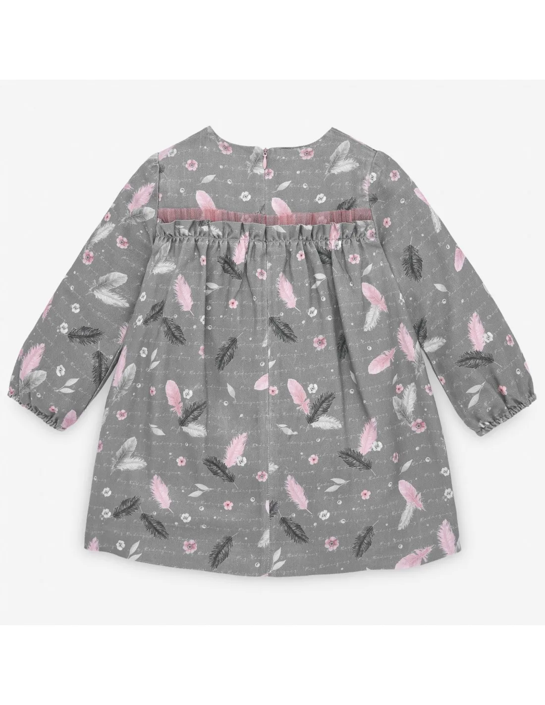 VESTIDO INFANTIL ESTAMPADO PLUMAS 35136 PAZ RODRIGUEZ