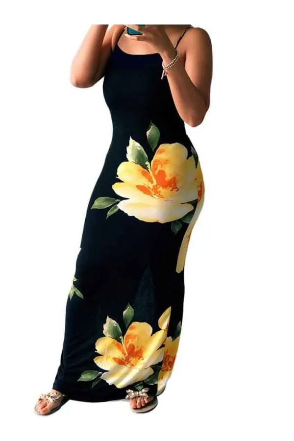 Vestido largo tirantes elástico Verano