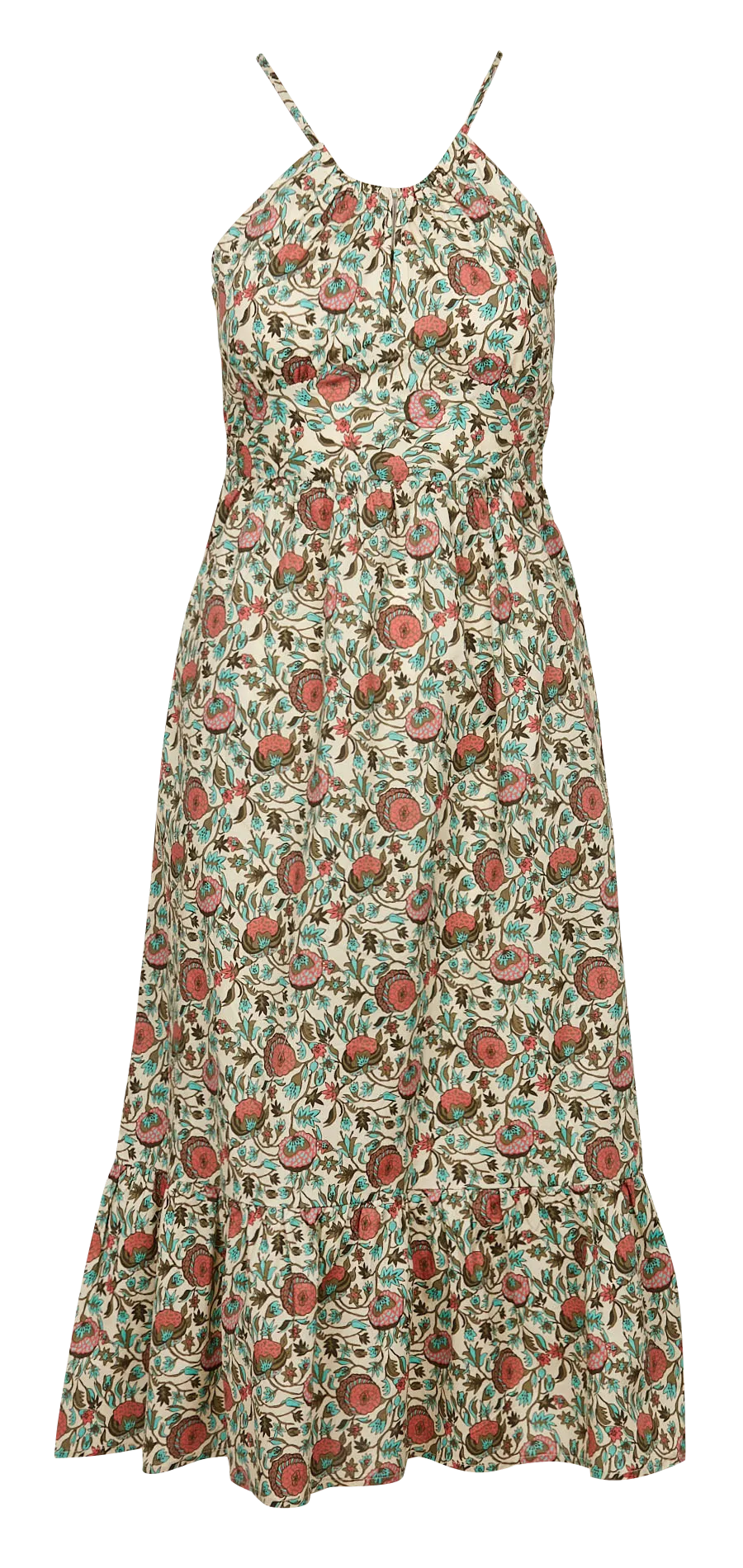 Vestido mini de algodón con espalda cruzada y estampado en blanco