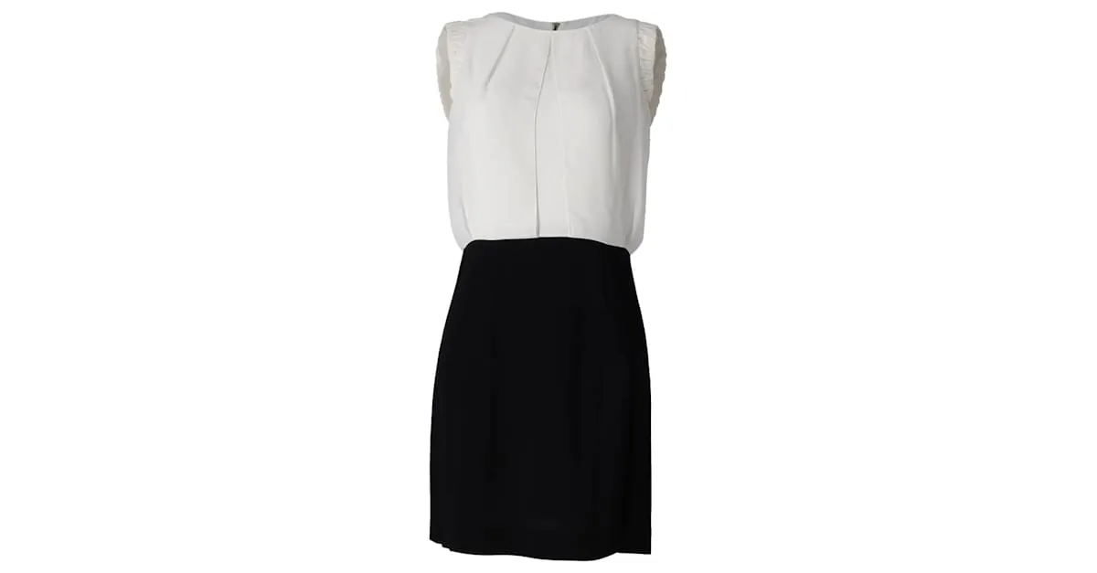 Vestido tubo sin mangas en seda negra con bloques de color de Sandro Paris Negro 