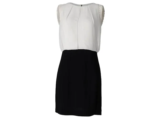 Vestido tubo sin mangas en seda negra con bloques de color de Sandro Paris Negro 