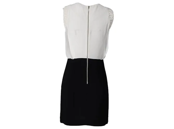 Vestido tubo sin mangas en seda negra con bloques de color de Sandro Paris Negro 